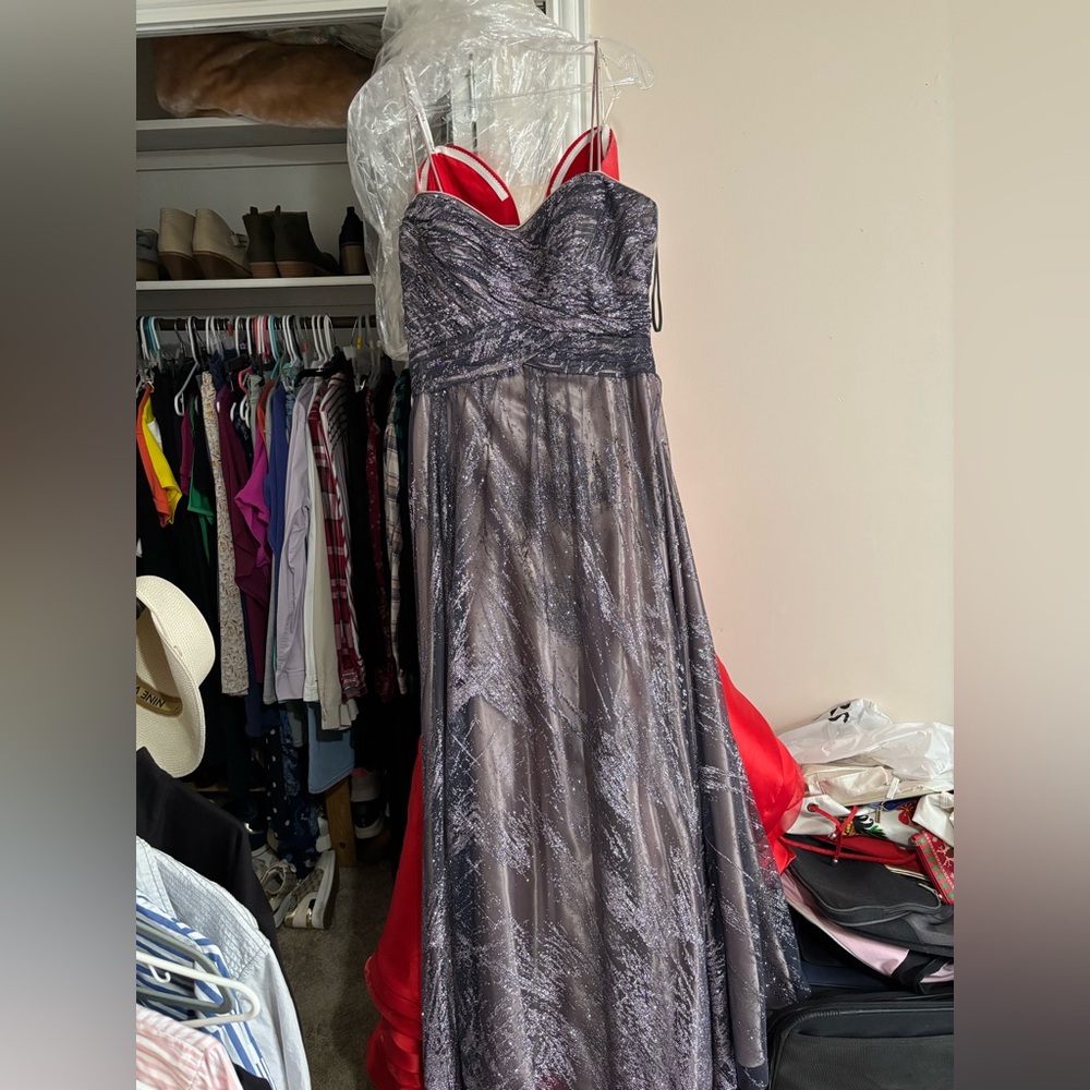 Jump Apparel Gray and Purple Prom Dress
